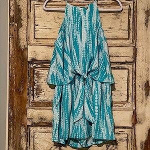 Turquoise and white romper